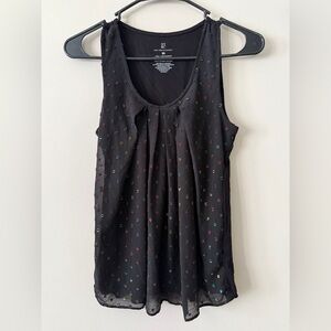 Black Tank Top with Multicolor Accents